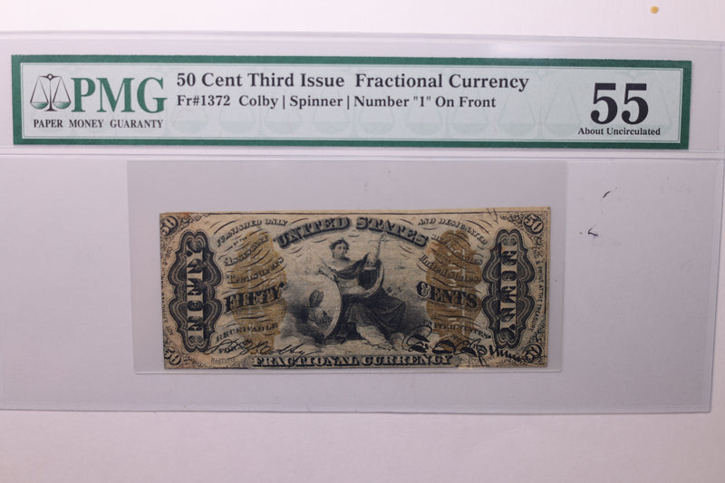50 Cent, Fractional Currency., PCGS AU-55., Affordable Currency., STORE SALE