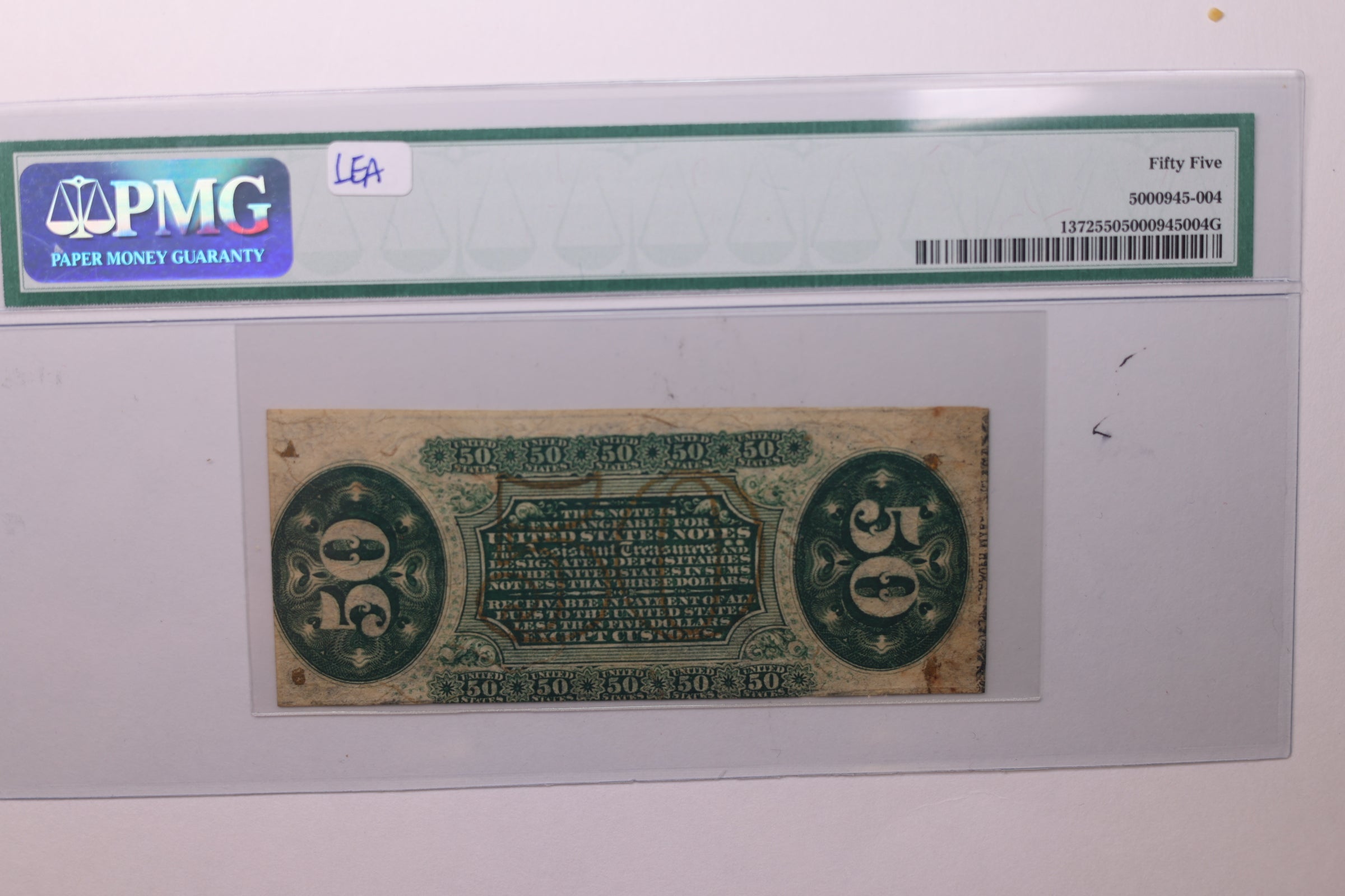 50 Cent, Fractional Currency., PCGS AU-55., Affordable Currency., STORE SALE #035168
