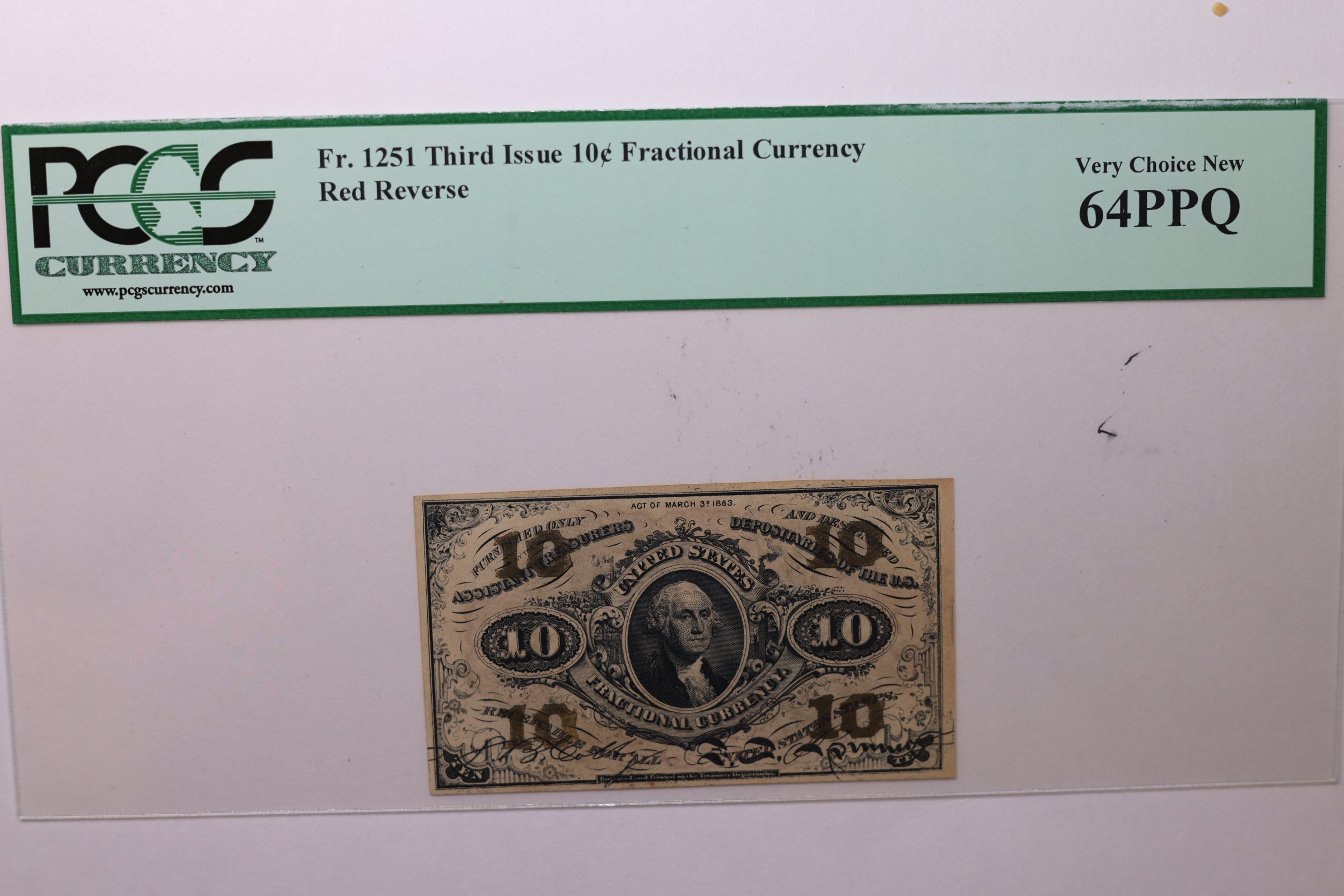 10 Cent, Fractional Currency., PCGS CU-64., Affordable Currency., STORE SALE #035169