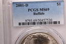 2001-D $1., Buffalo, Silver Dollar Commemorative., PCGS MS-69.,