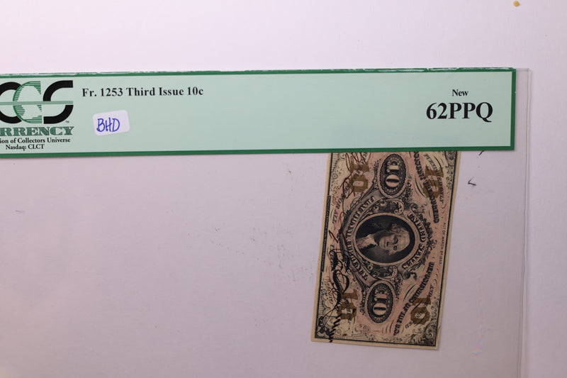 10 Cent, Fractional Currency., PCGS CU-62., Affordable Currency., STORE SALE