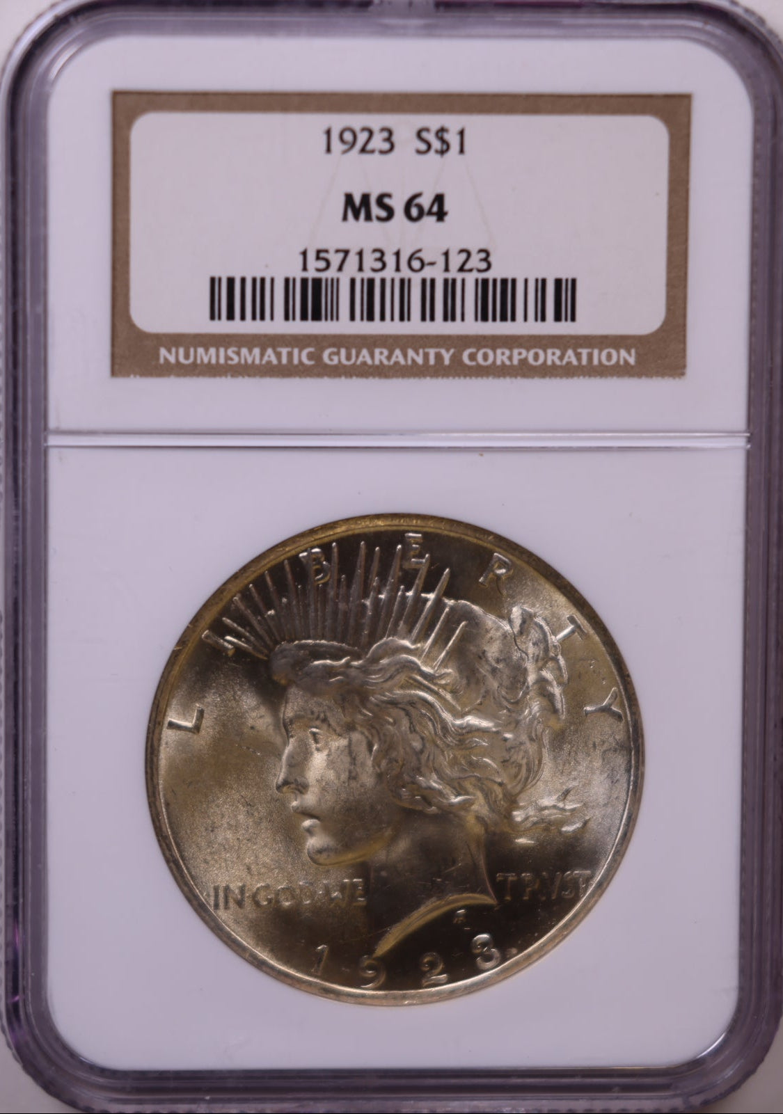1923 Peace Dollar, NGC MS-64, Mint Uncirculated Coin, Store #DR0979