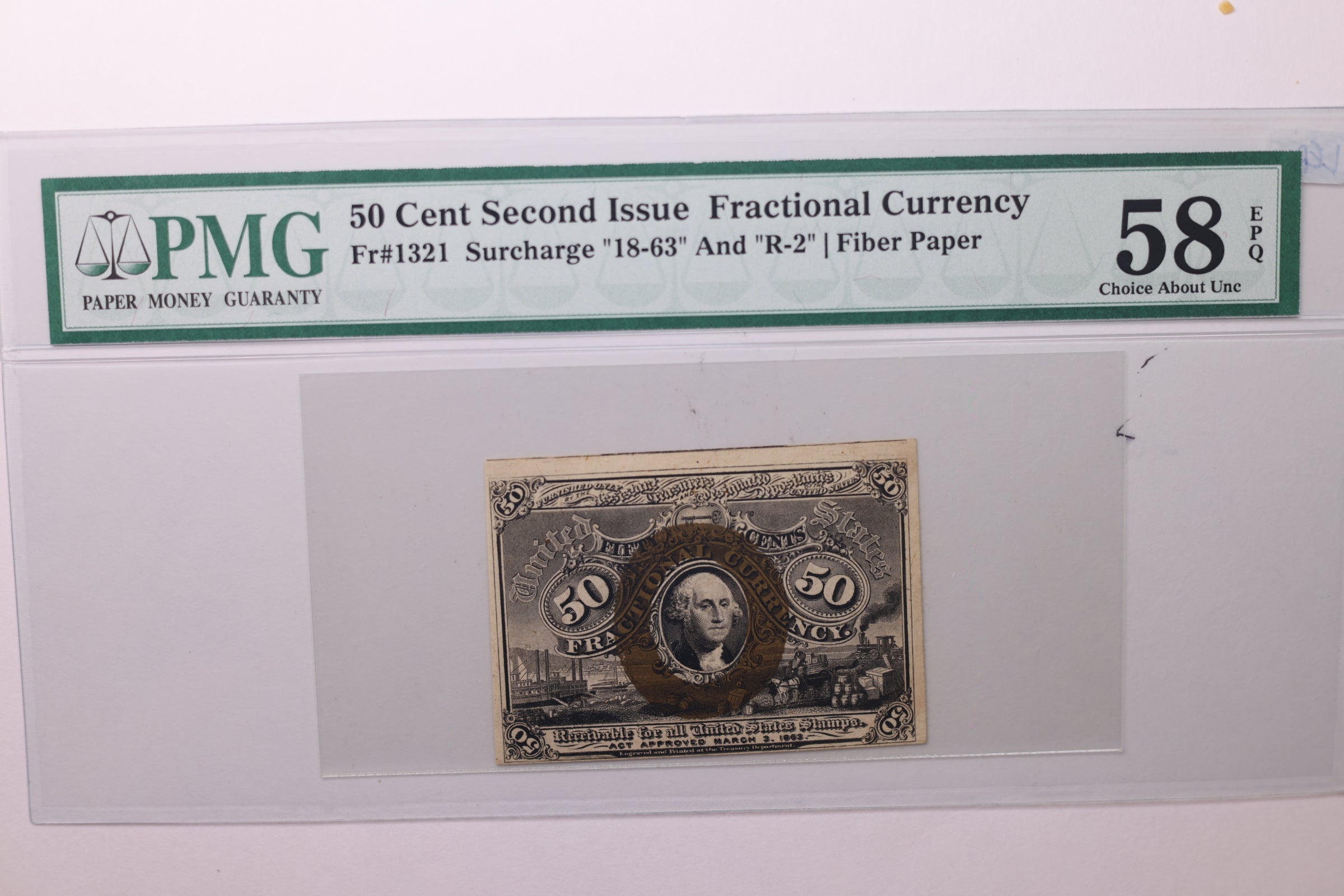 50 Cent, Fractional Currency., PCGS AU-58., Affordable Currency., STORE SALE #035172