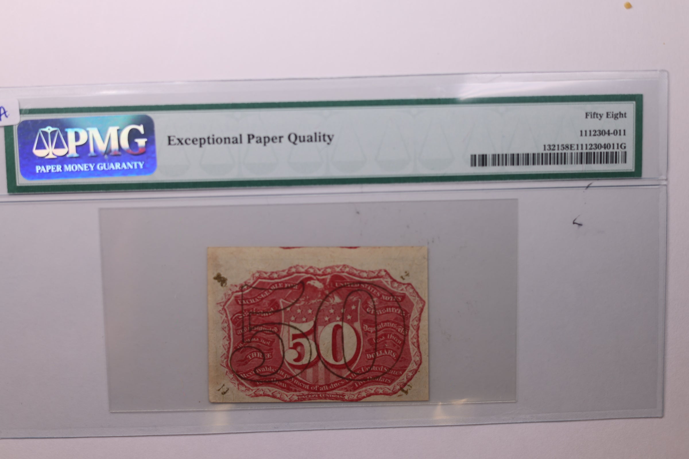 50 Cent, Fractional Currency., PCGS AU-58., Affordable Currency., STORE SALE #035172