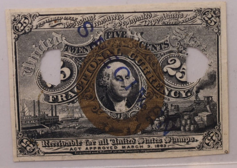 25 Cent, Fractional Currency., PCGS CU-62., Affordable Currency., STORE SALE #035173