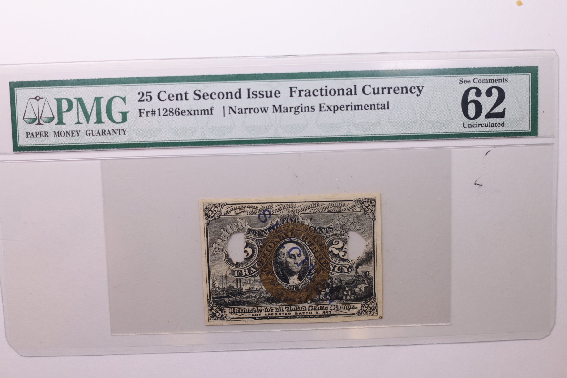 25 Cent, Fractional Currency., PCGS CU-62., Affordable Currency., STORE SALE #035173