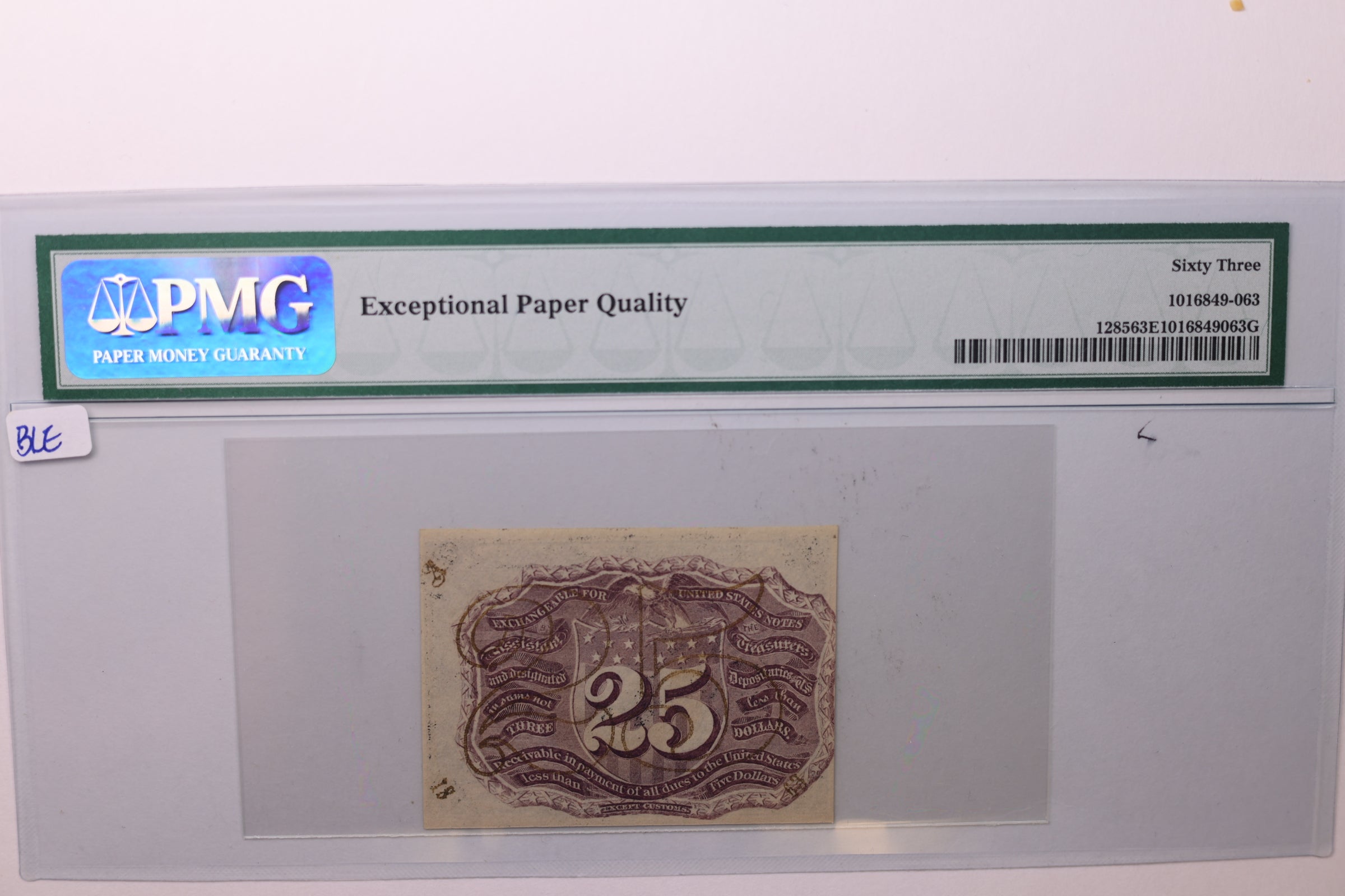 25 Cent, Fractional Currency., PCGS CU-62., Affordable Currency., STORE SALE #035174