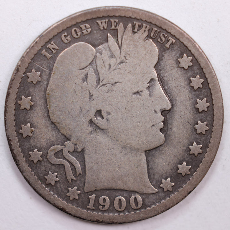 1900-O Barber Silver Quarter, Very Good Circulated Coin, Store
