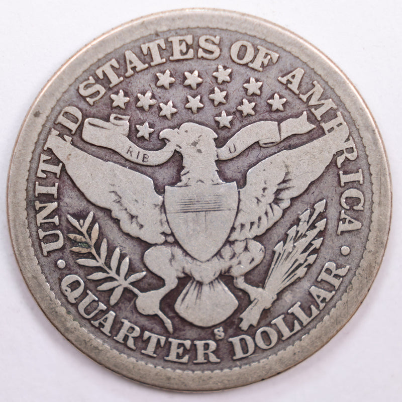 1900-S Barber Silver Quarter, Good Circulated Coin, Store