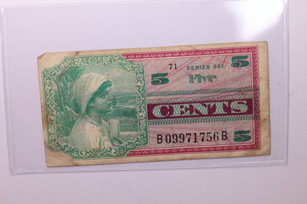 5 Cent, Military Payment Certificate, (MPC), Affordable Circulated Currency., STORE SALE #035183
