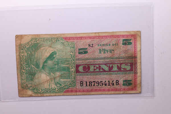 5 Cent, Military Payment Certificate, (MPC), Affordable Circulated Currency., STORE SALE #035184