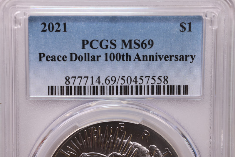 2021 $1, Peace Dollar 100th Anniversary Commemorative., PCGS MS-69.,