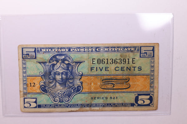 5 Cent, Military Payment Certificate, (MPC), Affordable Circulated Currency., STORE SALE #035186