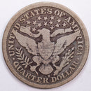 1900-S Barber Silver Quarter, Very Good Circulated Coin, Store