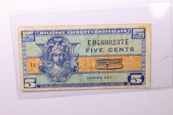 5 Cent, Military Payment Certificate, (MPC), Affordable Circulated Currency., STORE SALE #035189