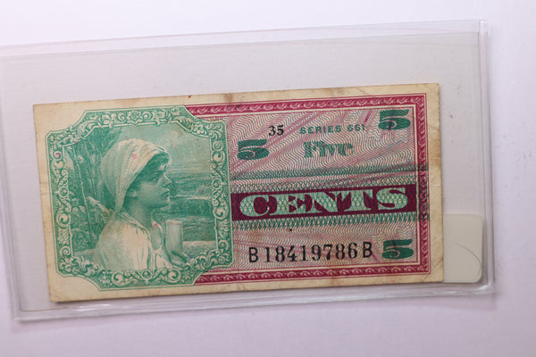 5 Cent, Military Payment Certificate, (MPC), Affordable Circulated Currency., STORE SALE #035195