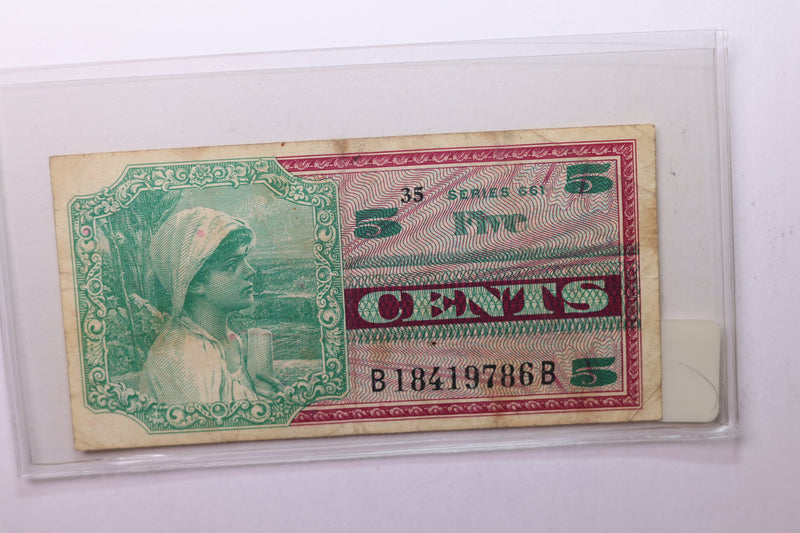 5 Cent, Military Payment Certificate, (MPC), Affordable Circulated Currency., STORE SALE