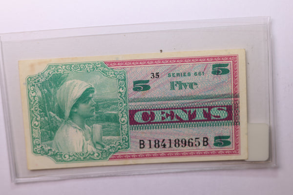 5 Cent, Military Payment Certificate, (MPC), Affordable Circulated Currency., STORE SALE #035197