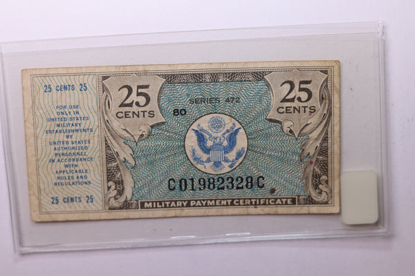 25 Cent, Military Payment Certificate, (MPC), Affordable Circulated Currency., STORE SALE #035199