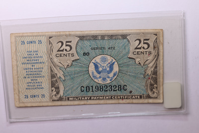 25 Cent, Military Payment Certificate, (MPC), Affordable Circulated Currency., STORE SALE
