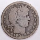 1901-O Barber Silver Quarter, Good Circulated Coin, Store