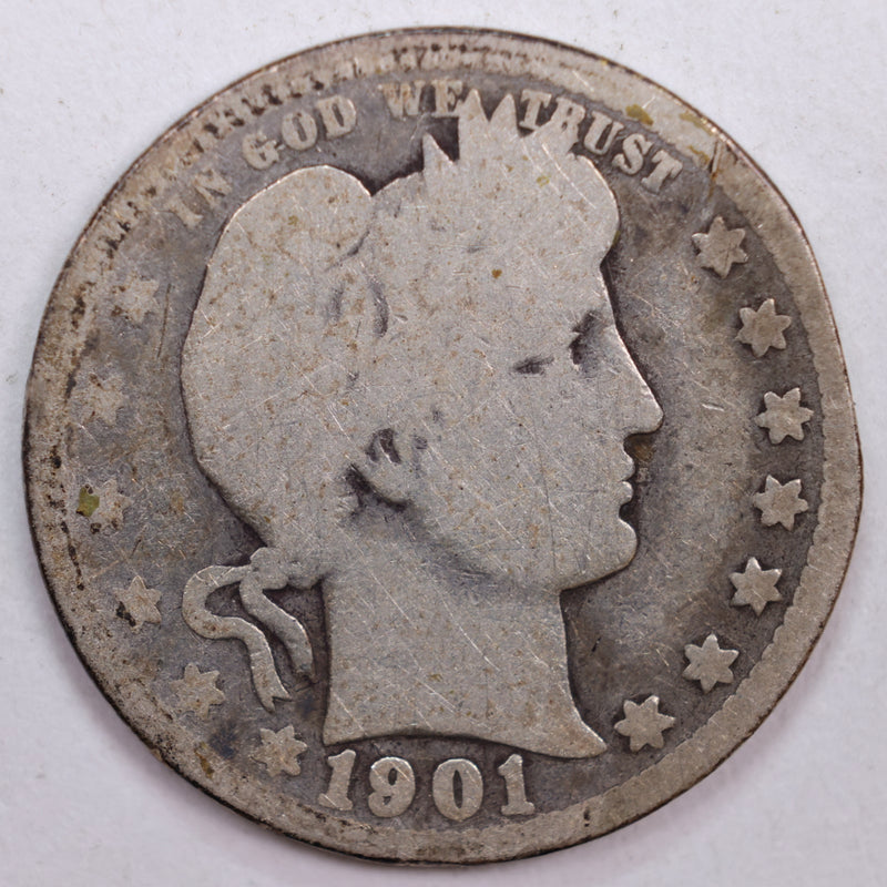 1901-O Barber Silver Quarter, Fair Circulated Coin, Store