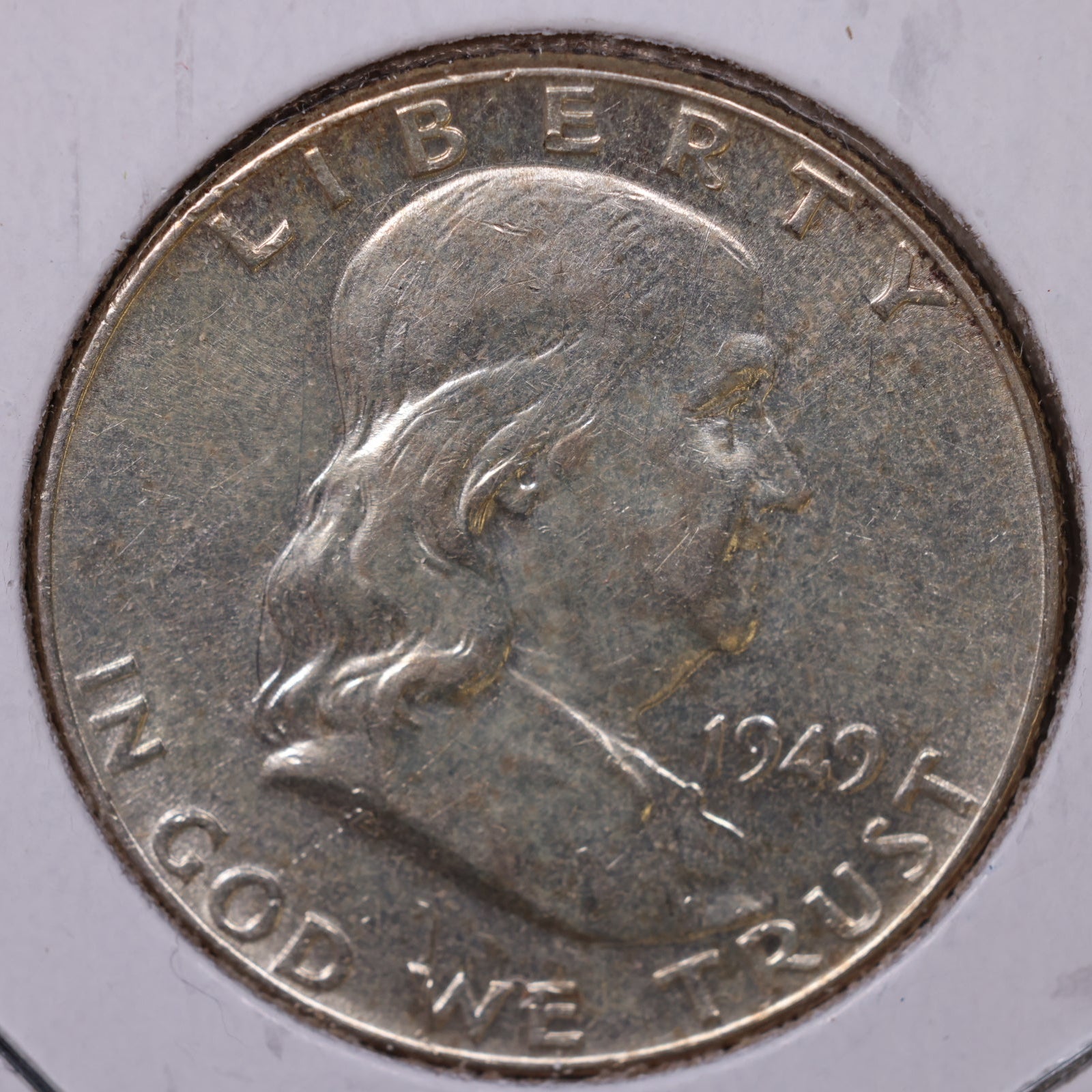 1949 Ben Franklin Half Dollar, About Uncirculated Coin, Store #HR1488