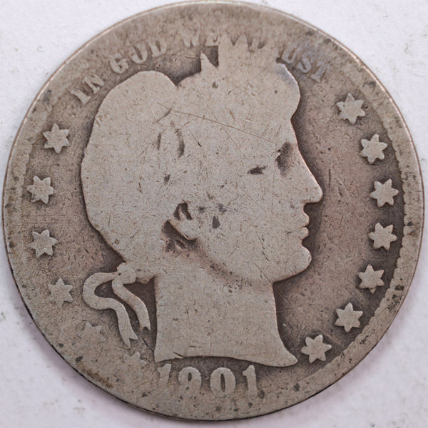 1901-O Barber Silver Quarter, Fair Circulated Coin, Store #QR0431