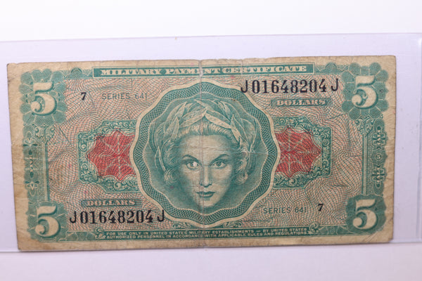 Five Dollar, Military Payment Certificate, (MPC), Affordable Circulated Currency., STORE SALE #035210