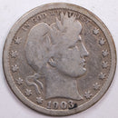 1903 Barber Silver Quarter, Very Good Circulated Coin, Store