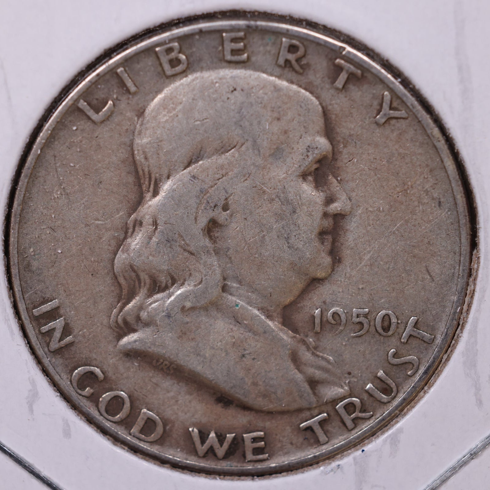 1950-D Ben Franklin Half Dollar, Very Good Circulated Coin, Store #HR1517