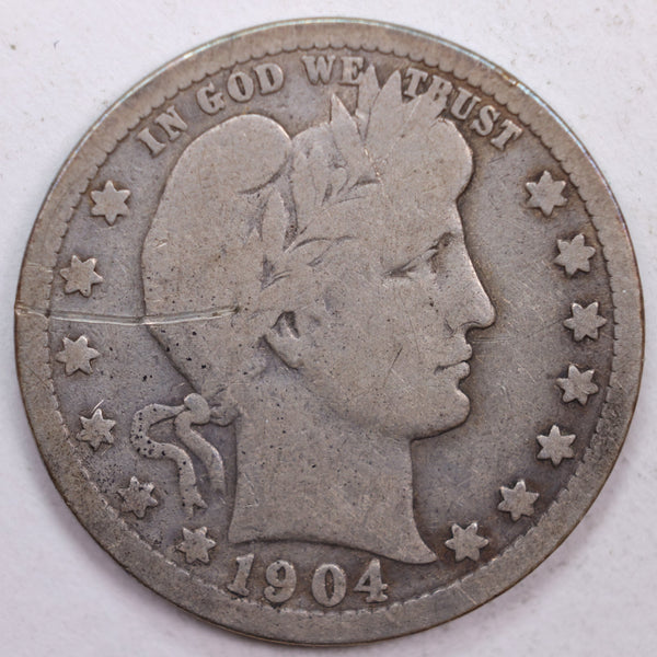 1904 Barber Silver Quarter, Fine Circulated Coin, Store #QR0445