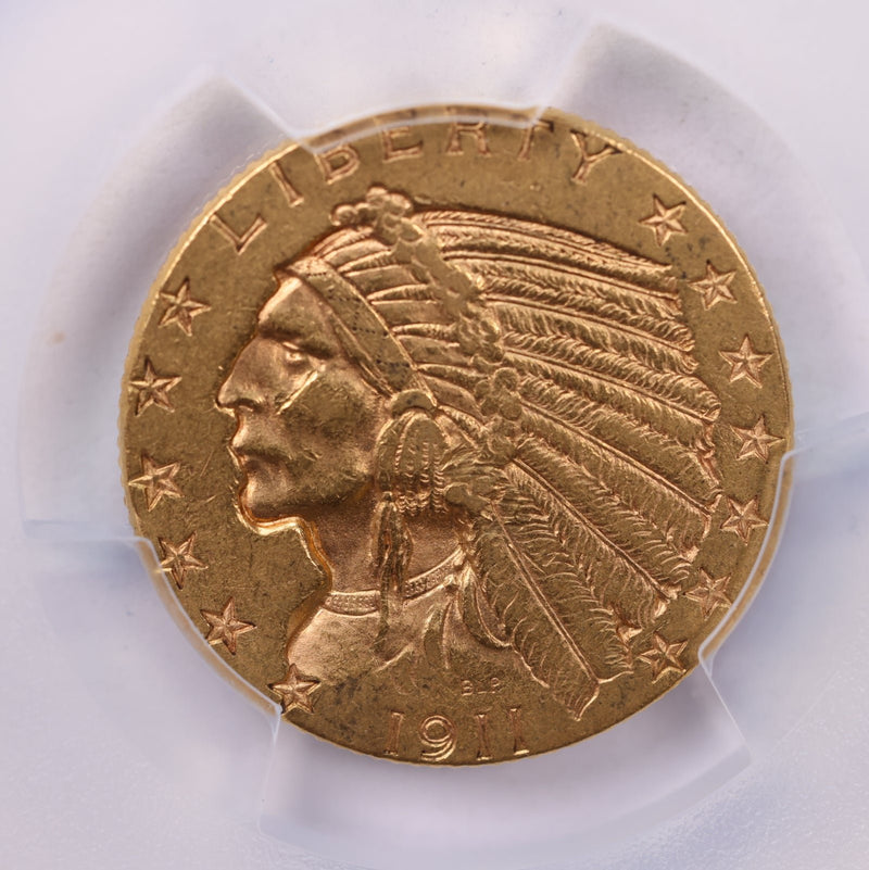 1911-D $5 Gold Piece., 'HALF EAGLE'., PCGS AU 53.,
