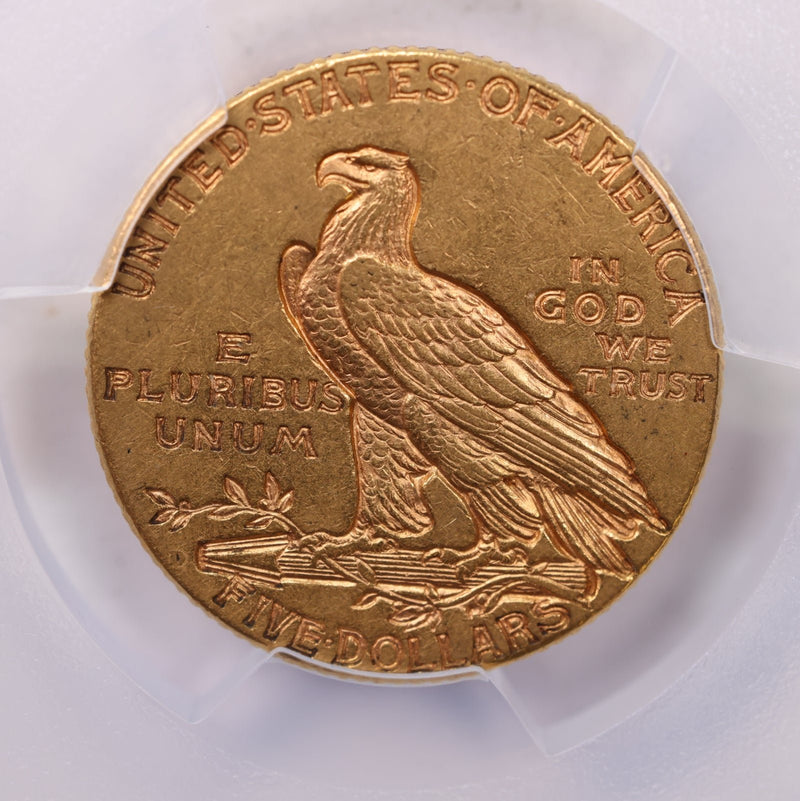 1911-D $5 Gold Piece., 'HALF EAGLE'., PCGS AU 53.,