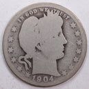 1904-O Barber Silver Quarter, Fair Circulated Coin, Store