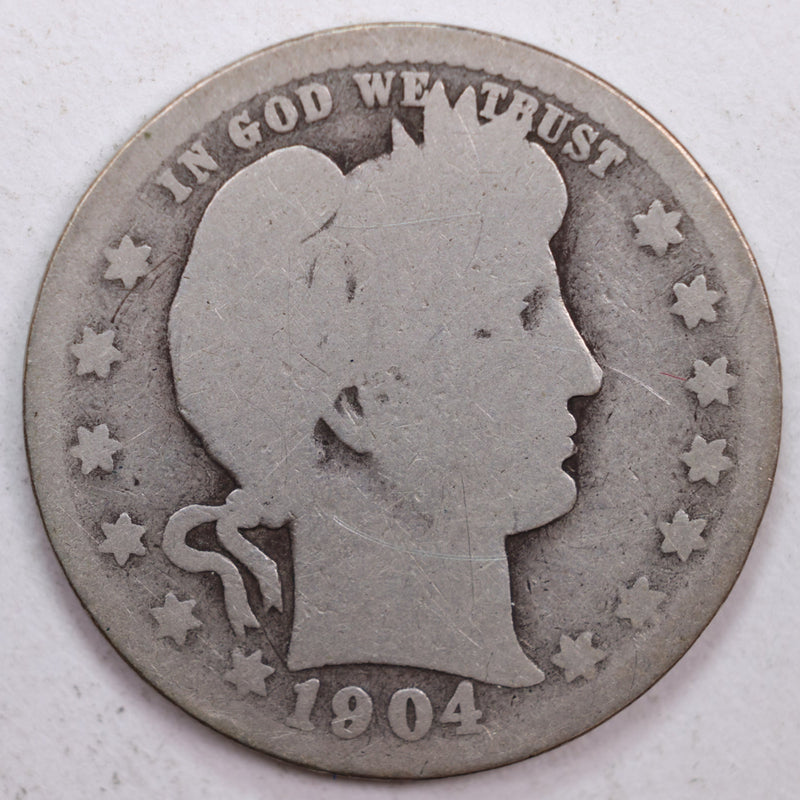 1904-O Barber Silver Quarter, Fair Circulated Coin, Store