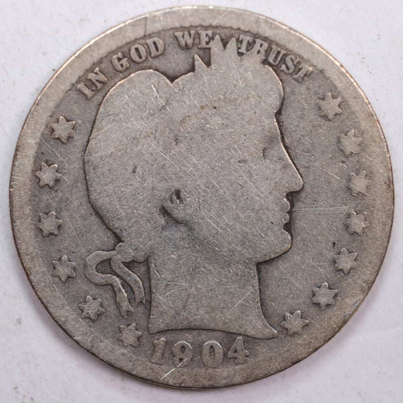 1904-O Barber Silver Quarter, Fair Circulated Coin, Store