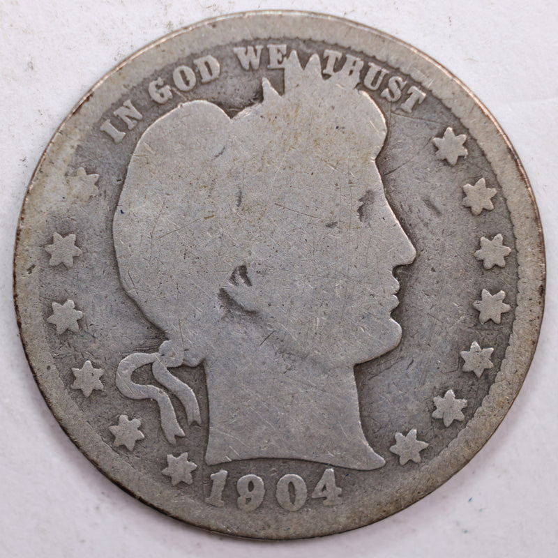 1904-O Barber Silver Quarter, Fair Circulated Coin, Store