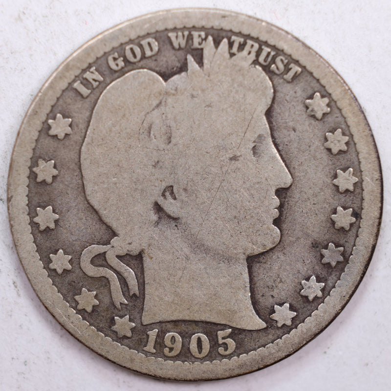 1905-O Barber Silver Quarter, Good Circulated Coin, Store