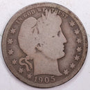 1905-O Barber Silver Quarter, Good Circulated Coin, Store