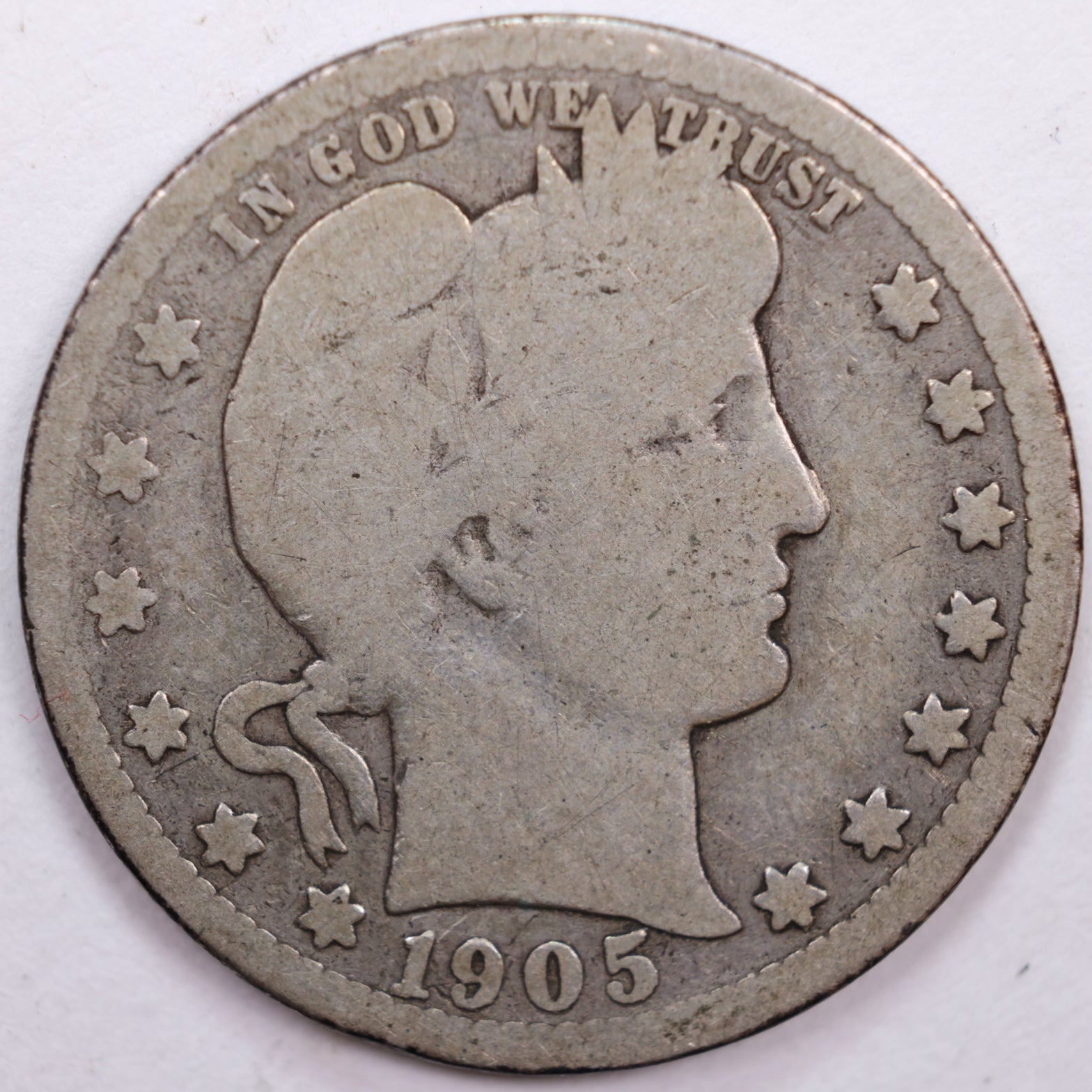 1905-S Barber Quarter, About Good Circulated Coin, Store #QR0472