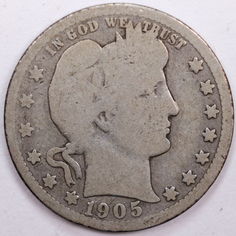 1905-S Barber Silver Quarter, About Good Circulated Coin, Store