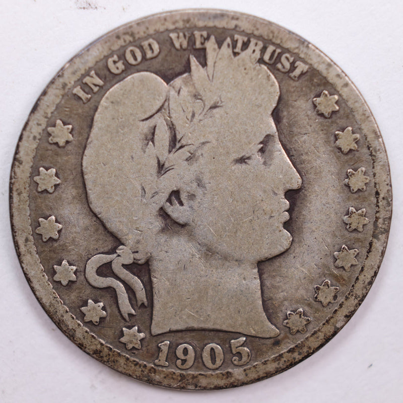 1905-S Barber Silver Quarter, Good Circulated Coin, Store