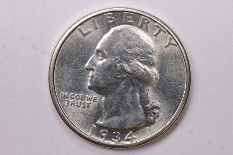 1934-D Washington Silver Quarter, Affordable Collectible Coins. Large Store Sale