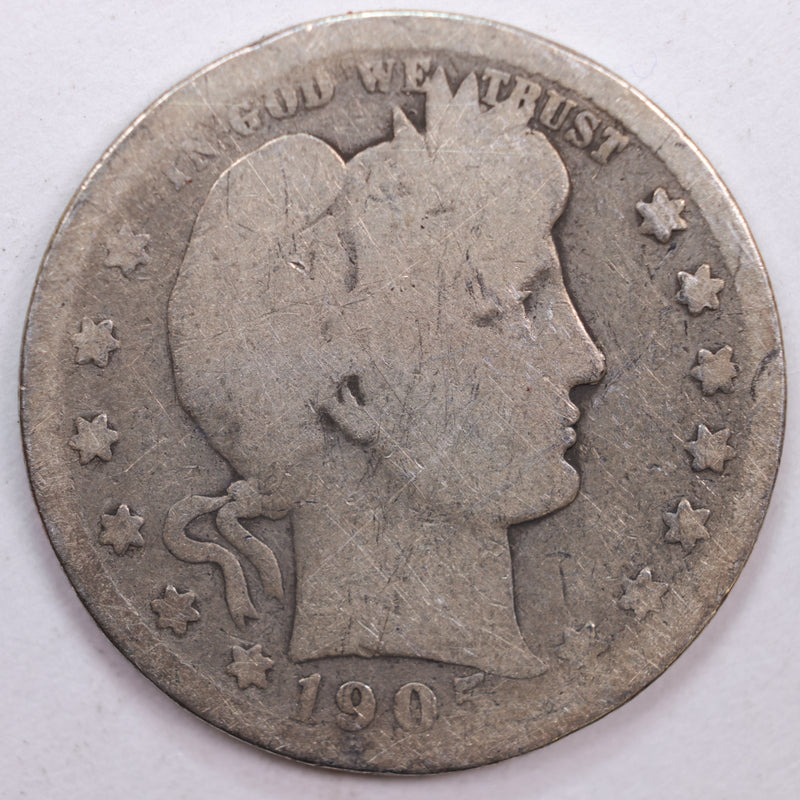1905-S Barber Silver Quarter, Poor Circulated Coin, Store