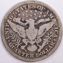 1907 Barber Silver Quarter, Very Good Circulated Coin, Store