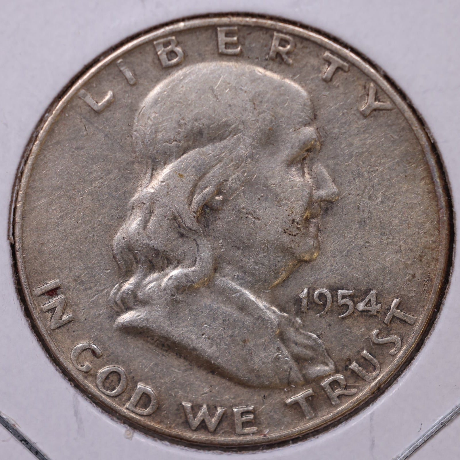 1954-D Ben Franklin Half Dollar, Good Circulated Coin, Store #HR1591