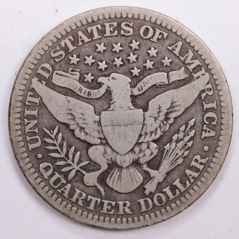1907 Barber Silver Quarter, Very Good Circulated Coin, Store