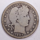 1907 Barber Silver Quarter, Very Good Circulated Coin, Store