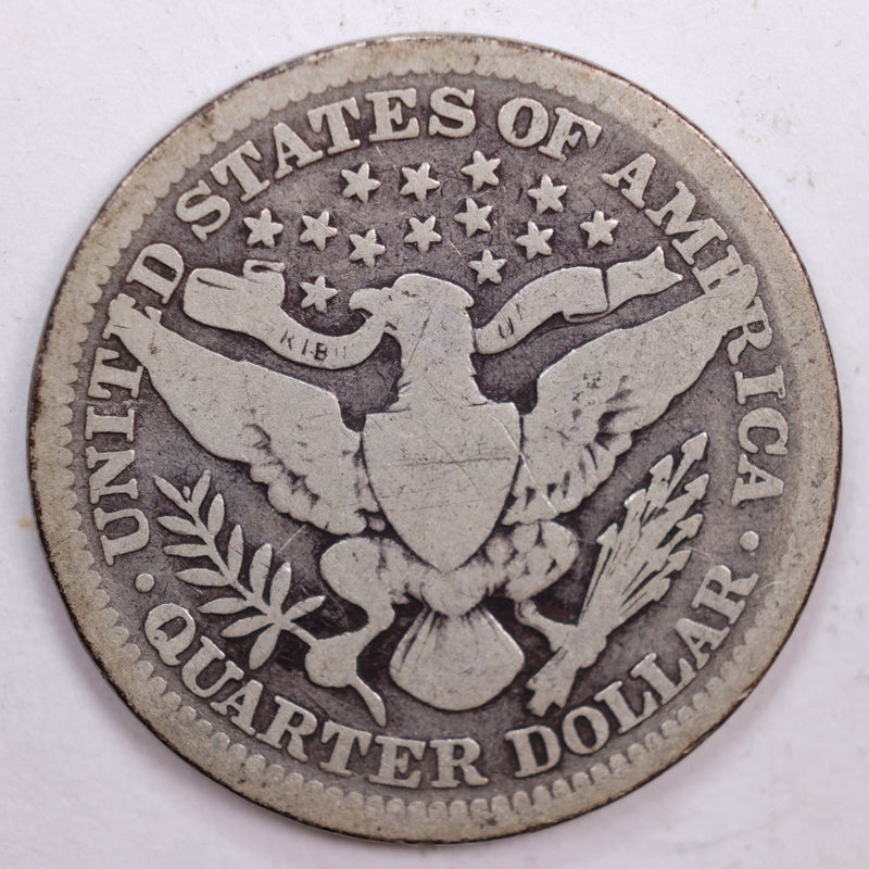 1907 Barber Silver Quarter, Very Good Circulated Coin, Store